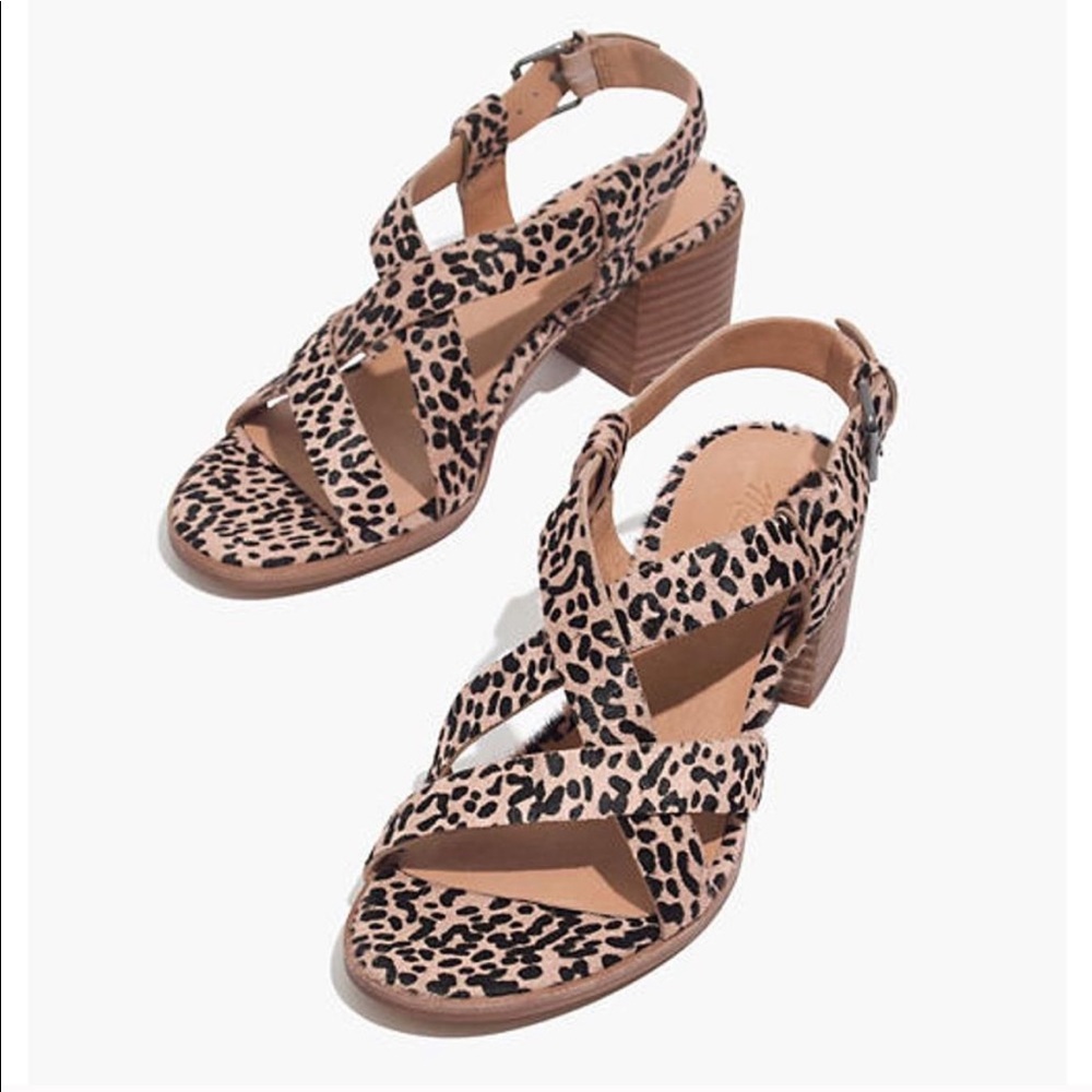 New Madewell Alyssa Wisteria Dove Leopard Sandals